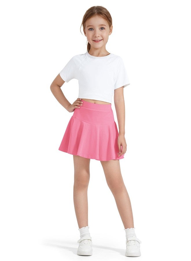 BOOPH 2 Pack Little Girls Athletic Uniform Skorts French Tennis Golf Skirts with Shorts for Toddler Light Purple/Peach 8-9 Years - Image 4